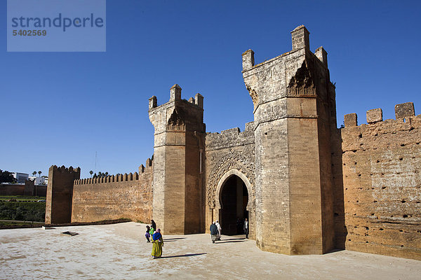Marokko  Nordafrika  Afrika  Rabat  Chellah  Burg  Mauer  Tor