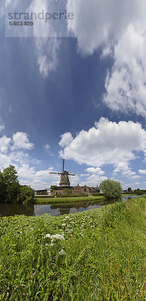 Niederlande  Europa  Holland  Utrecht  Montfoort  Falcon  Windmühle  Wasser  Blumen  Sommer
