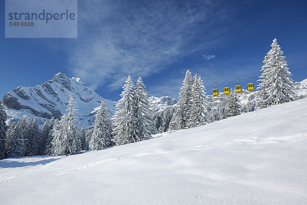 Europa Berg Winter gelb Schotterstrasse Schnee Schweiz