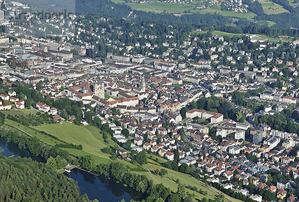 St. Gallen  Schweiz  Europa  Kloster  Zentrum  Kirche  Teiche  Luftaufnahme