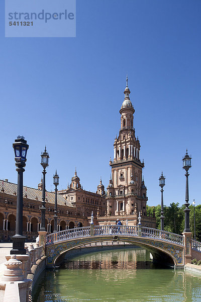 Europa  Andalucia  Sevilla  Spanien  Stadt  Spanien Square  Brücke  Kanal  Keramik  Quadrat  Turm