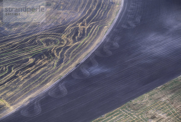Verbrannt  Felder  Luftaufnahme  in der Nähe von La Grande  Ost-Oregon  USA  USA  America  abstrakte  Muster  Oregon