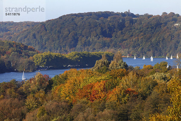 Baldeneysee  Stausee der Ruhr  Segelboote  im Herbst  Essen  Nordrhein-Westfalen  Deutschland  Europa