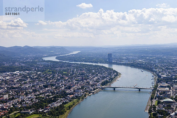 Luftbild  Bonn  Autobahnbrücke  Kennedybrücke  Blickrichtung Süden stromaufwärts  Rhein  Rheinland  Nordrhein-Westfalen  Deutschland  Europa