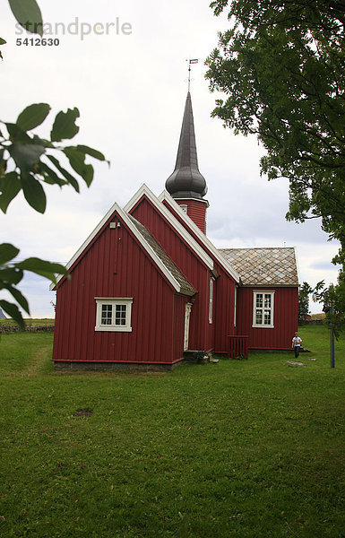 Flakstad-Kirche  Flakstadoy  Lofoten  Norwegen  Skandinavien  Europa