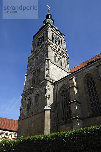 Turm der Marienkirche 1446 fertiggestellt  Marktplatz  Königsberg in Unterfranken  Bayern  Deutschland  Europa