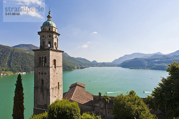 Kirche Santa Maria del Sasso in Morcote  Luganer See  Luganersee  Lago di Lugano  Tessin  Schweiz  Europa