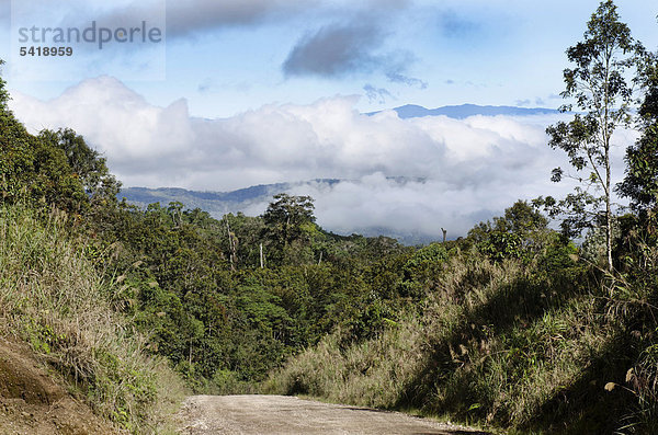 Hochland-Fernstraße durch den Regenwald bei Tari  Papua-Neuguinea  Ozeanien