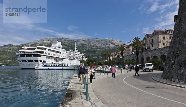 Hafen Europa Kreuzfahrtschiff Kroatien Dalmatien Korcula