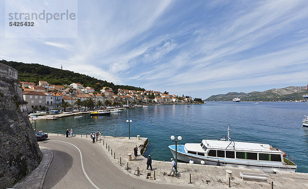 Hafen Europa Ansicht Kroatien Dalmatien Korcula