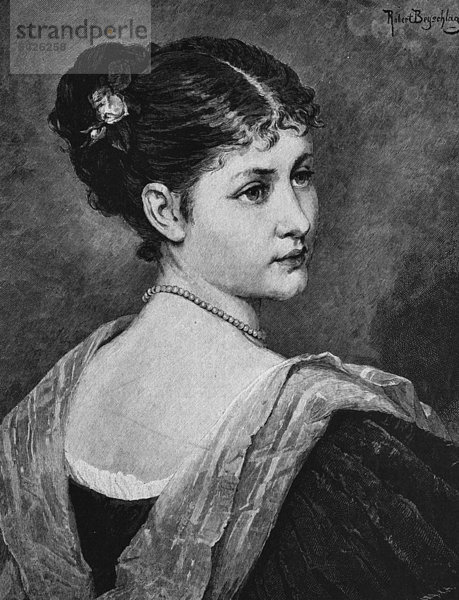 Porträt einer Frau aus dem 19. Jahrhundert  Schönheitsideal ca. 1870  Holzstich  1880