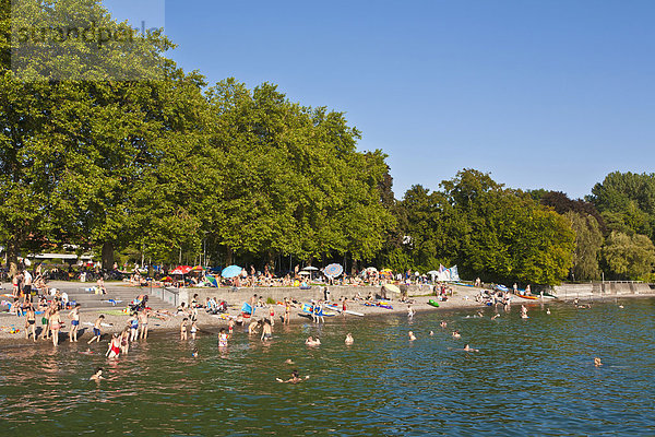 Öffentlicher Badestrand in Kressbronn  Strand  Bodensee  Baden-Württemberg  Deutschland  Europa