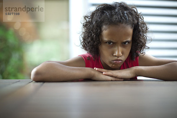 Sulky girl scowling at camera