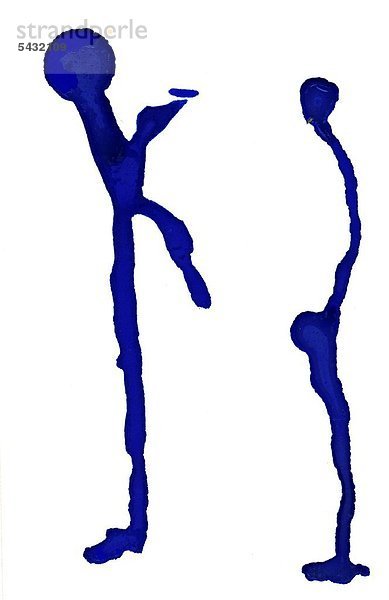 Moderne Kunst - Illustration zweier blauen Personen die sich gegenüber stehen Symbolfoto für die Mayr-Kur