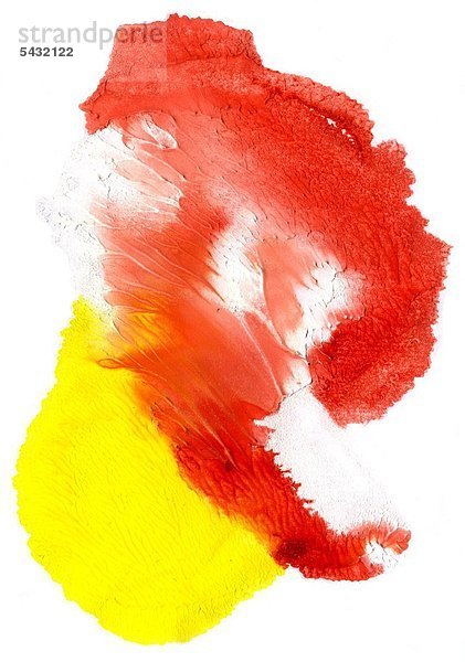 Moderne Kunst - zwei Farbklekse -rot und gelb Symbolfoto für ein Sonnengeflecht