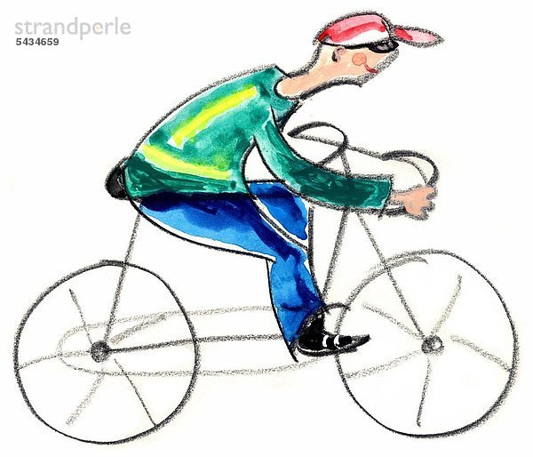Illustration - ein Junge - Mann - fährt Rad