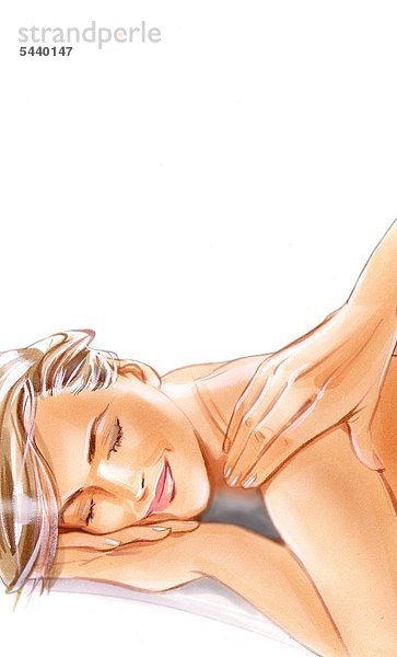 Masseurin massiert nackte liegende Frau