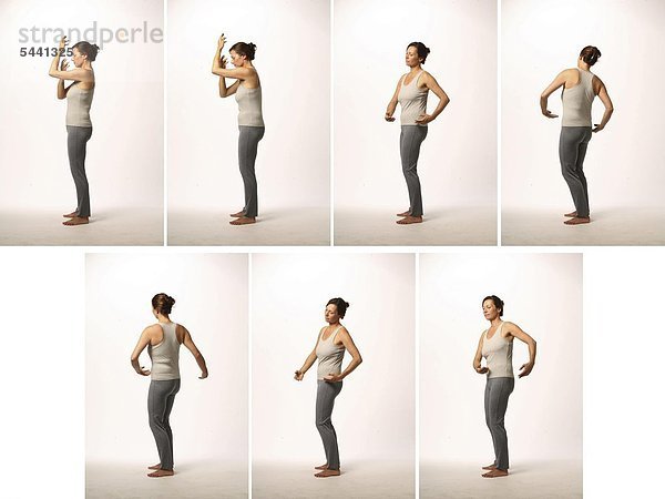 Chan Mi Qi Gong - innere Harmonie durch einen gestärkten Rücken -Bildserie - Übung : Ren Mai - Chong Mai - Du Mai und Dai Mai = Sondermeridiane plus Wirbelsäulenbewegung
