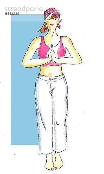Frau beim Sonnengebet Yoga