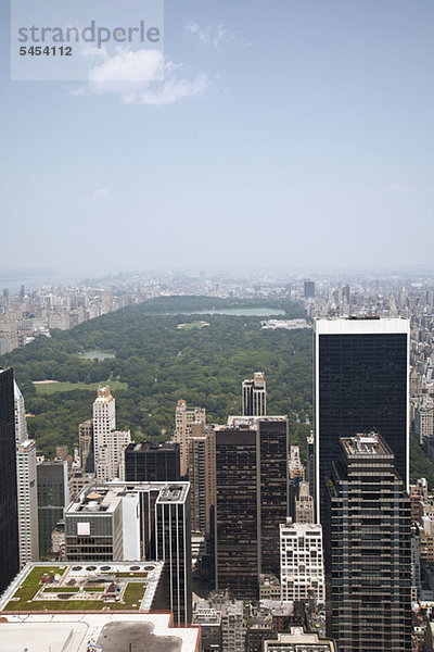 Blick über Manhattan Skyline und Central Park  New York  USA