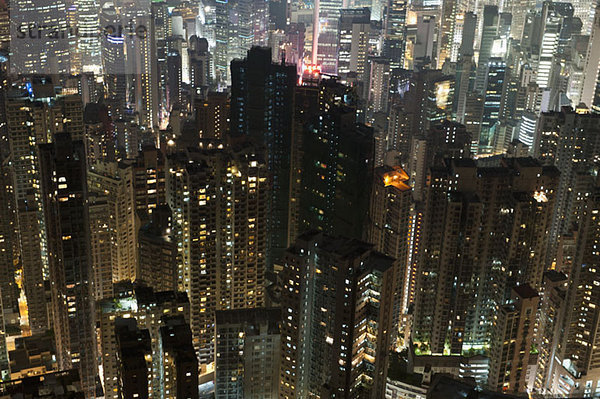 China  Honk Kong  Stadtbild bei Nacht