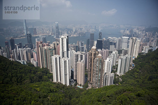 Honk Kong Insel und Kowloon vom Victoria Peak aus gesehen