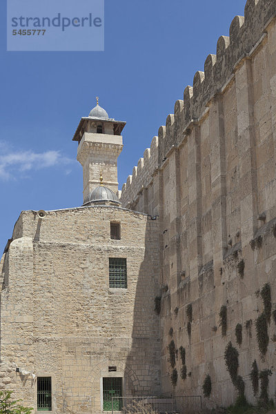 Die Abraham-Moschee  Höhle Machpela  die auch als Höhle der Patriarchen oder Grab der Patriarchen bekannt ist  Hebron  Westjordanland  Palästina  Naher Osten