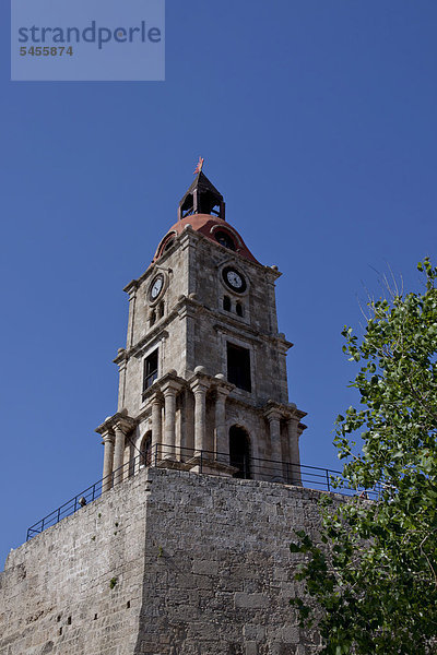 Turmuhr Europa Stadt Großstadt Geschichte Griechenland Rhodos