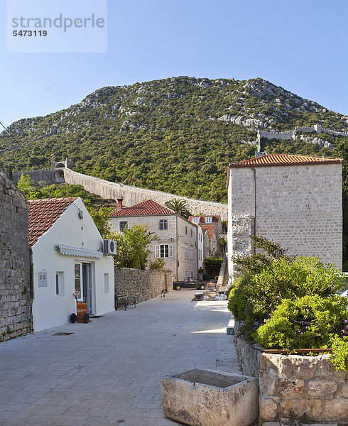 Europa sehen Wand Straße Dorf Verteidigung Kroatien Dalmatien