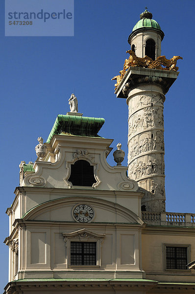 Karlskirche mit einer Säule  römischer Barock  1737 fertiggestellt  Argentinierstraße  Wien  Österreich  Europa