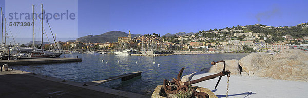 Panorama Hafen Frankreich Europa Geschichte Ansicht Menton alt