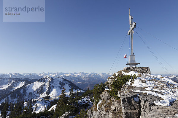 Wallberg-Gipfel  links Setzberg  Mangfallgebirge  Oberbayern  Bayern  Deutschland  Europa  ÖffentlicherGrund