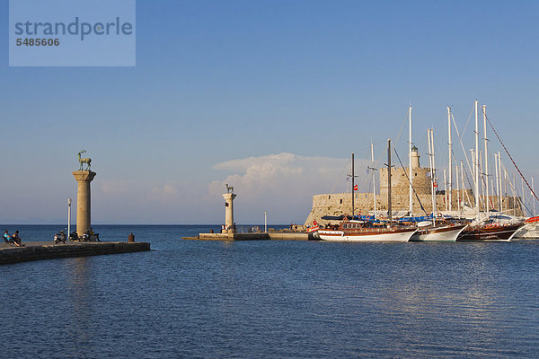 Hafen Hirsch Europa Skulptur Säule Griechenland Rhodos