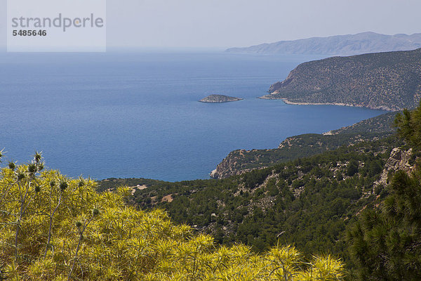 Europa Palast Schloß Schlösser Ignoranz Ansicht Ägäisches Meer Ägäis Griechenland Kastro Monolithos Rhodos