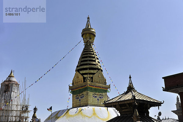 Buddhistischer Stupa von Swayambhunath  UNESCO-Weltkulturerbe  Kathmandu  Kathmandutal  Nepal  Asien