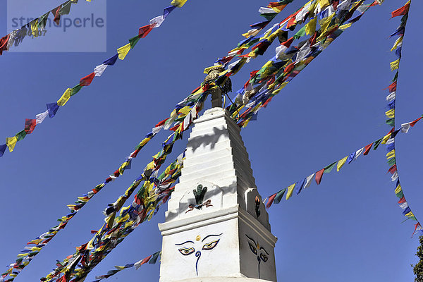 Buddhistischer Stupa von Swayambhunath  UNESCO-Weltkulturerbe  Kathmandu  Kathmandutal  Nepal  Asien