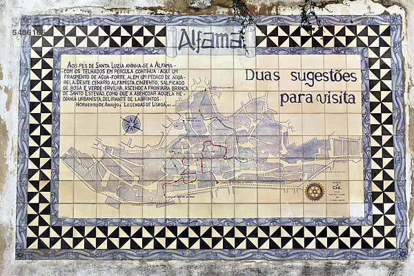 Historischer Stadtplan Alfama von 1980  Rotary Club Lissabon  Lisboa  Portugal  Europa