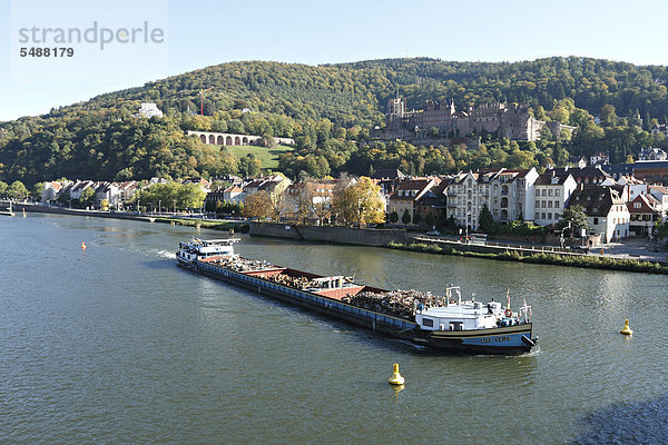 Europa Transport Boot Fluss Verschwendung Baden-Württemberg Deutschland Heidelberg