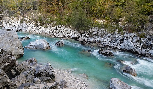 Europa  Slowenien  Bovec  Blick auf den Fluss im Triglav Nationalpark