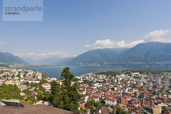 Schweiz  Tessin  Blick auf Locarno mit Lago Maggiore