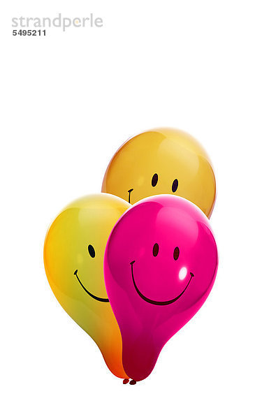 Drei bunte Smiley Luftballons