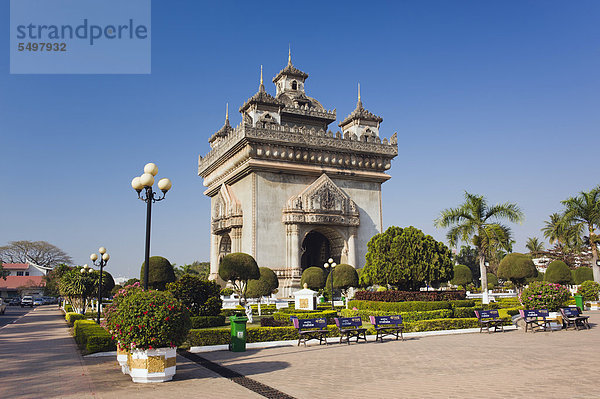 Triumphbogen  Patuxai  Vientiane  Laos  Indochina  Südostasien  Asien