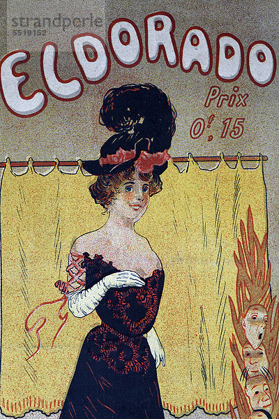Illustration einer Pariser Revue-Tänzerin  historisches Programmheft  um 1900  Paris  Frankreich  Europa