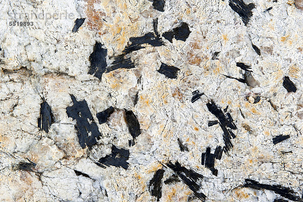 Schwarz-weiße quarzhaltige Gesteinsstrukturen  am Mittivakkat-Gletscher  Halbinsel Ammassalik  Ostgrönland  Grönland