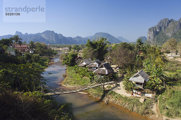 Vientiane Hauptstadt Dorf Vietnam Asien Laos Vang Vieng