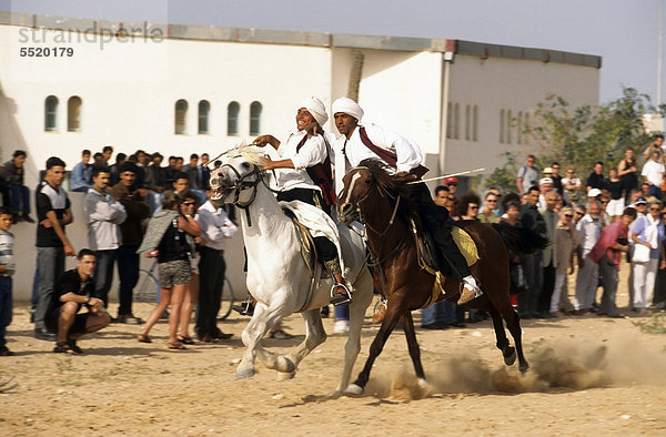 Arabisches Pferderennen  Djerba  Tunesien  Afrika