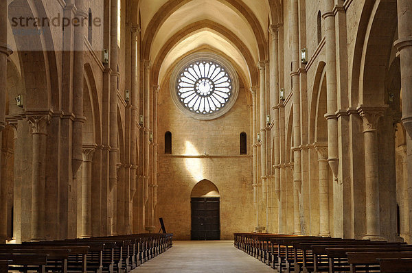 Europa Eingang über Gotik Latium Abtei Basilika Italien Kloster Kirchenschiff Portal Innenaufnahme