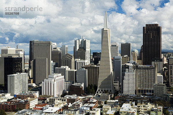 Blick vom Coit Tower auf das Financial Center mit der Transamerica Pyramid  San Francisco  Kalifornien  USA