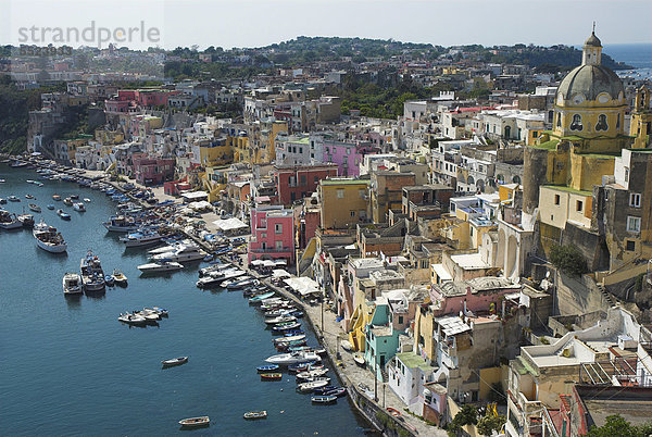 Farbaufnahme Farbe Hafen Europa Gebäude Insel angeln Kampanien Golf von Neapel