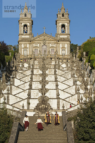 Barocktreppe  Bom Jesus do Monte Wallfahrtskirche  Braga  Minho  Portugal  Europa
